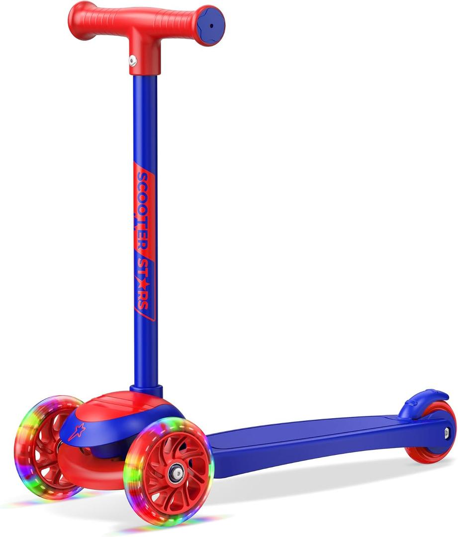 3 Wheel Scooter for Kids, Smooth Light Up LED Front Wheels, Wide Anti Slip Deck, Rear Foot Brake, Easy Lean to Steer Maneuvering, Indoor & Outdoor Ride On Toys for Ages 2 Up,