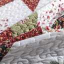 YAYIDAY Quilts Queen Size Patchwork Bedspread Set - 100% Cotton Reversible Breathable Red Star Geometric Quilted Quilt with Pillow Shams Fit All Seasons