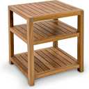 StrongTek Teak Shower Stool with Double Storage, Water-Resistant Spa Bench, Multi-Functional for Bathroom, Sauna, Spa, Compact, Elegant Teak Wood, No Assembly Required, Bath Bench, Indoor/Outdoor Use