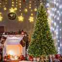 8 FT Artificial Xmas Tree with 1498 PVC Branch Tips 880 Warm White LED Lights