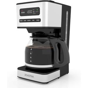 REVOTRA 12 Cup Programmable Coffee Maker, Hot and Iced Coffee Makers, Regular & Strong Brew Drip Coffee Machine, 1-4 Cup, 24H Timer, Auto Shut-Off, Keep Warm, Pause & Serve