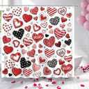 72"x72" Valentines Shower Curtain for Bathroom with 12 Hooks, Oil Painting Red Black Pink Heart Valentine's Day Shower Curtain for Bathroom Heart Decorations Romantic Waterproof Bath Set