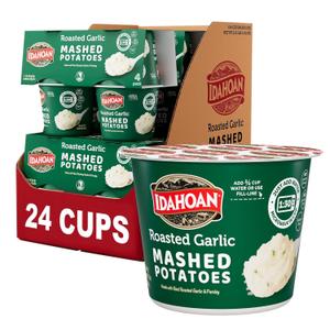 Idahoan Roasted Garlic Instant Mashed Potatoes 1.5 oz Cup, (24 count), BBD 7 November 2026