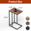 WLIVE C Shaped End Tables Set of 2, C Table Side Table for Couch, TV Trays Set of 2, Couch Side Tables that Slide Under, Small Side Table, C Table for Sofa, Living Room, Bedroom, Small Space, Brown
