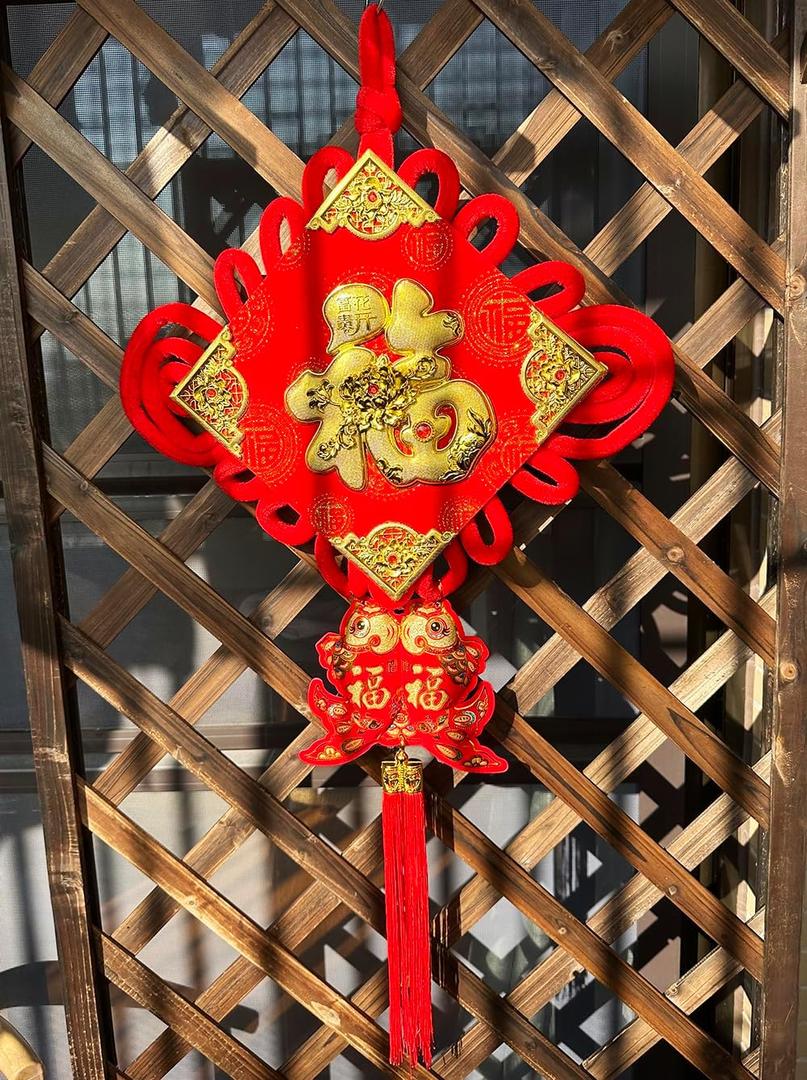 1PCS 36Inch Red Gilt Chinese Knot Wealthy Tassel Flannel Chinese New Year Decorations for Party Wedding Supplies Spring Festival Decorations Mid-Autumn Moon Festival Wedding Party Ornaments