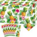 HCJDI 6 Pack Hawaiian Luau Tablecloth Tropical Table Cover Palm Leaves Party Table Cloth Waterproof Rectangular Decoration for Aloha Summer Beach Pool Birthday Party Supplies, 51 x 86 in (6)