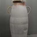 Deco 79 Metal Decorative Vase Centerpiece Vase with Antique Distressing and Terracotta Accents, Flower Vase for Home Decoration 13" x 9" x 24", White (CONVENIENTLY SIZED)