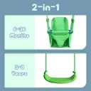 2-in-1 My First Toddler Swing Set for Backyard, Baby Indoor/Outdoor Swing with Foldable Stand, Belt & Soft Swing Seat with Safety Harness & Height Adjuster, Suitable for Children 6 Months and Older