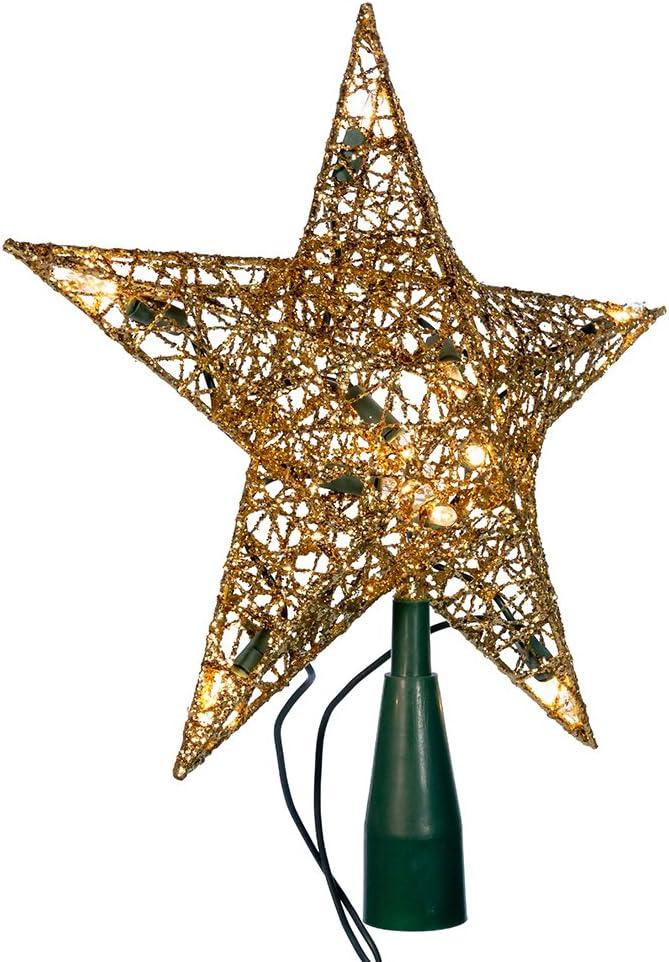 Kurt Adler 10-Light Gold Wire Treetop, 9-Inch