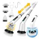 Electric Spin Scrubber for Cleaning Bathroom, Shower Scrubber Cordless Cleaning Brush with IPX7 Waterproof & 2 Speed, 3 Brush Heads, Bathroom Cleaning Supplies for Shower Tub Kitchen Tile Toilet White