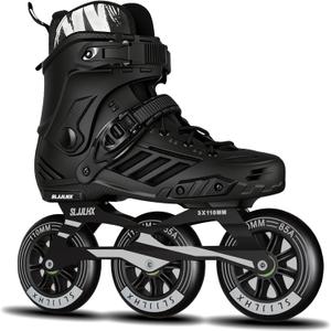 3 Wheels Inline Skates for Men Women, Professional Roller Skates Blades for Male Female,High Performance Fitness Adult Speed Skates with 110MM Wheels, Washable Liner(Black), MEN9.5/WOMEN10.5