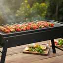 Barbecue Charcoal Grill Stainless Steel Folding Portable BBQ Tool Kits for Camping Hiking Picnics, Travel, Garden, Outdoor
