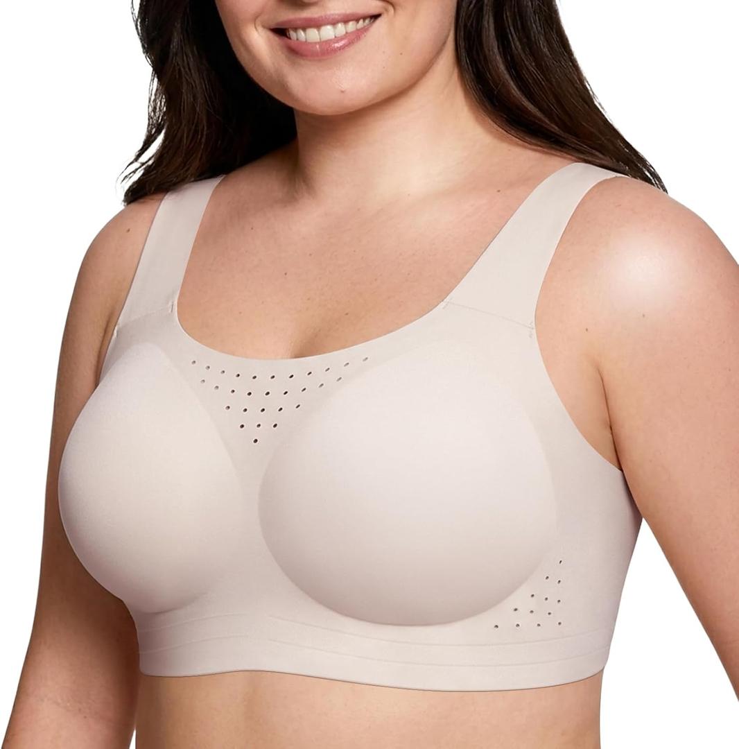 Womens Plus Size Supportive Bras Full Coverage Wireless Minimizer Wider Strap Back Smoothing Comfort Shaper Bra