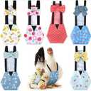 DoubleFill 5 Pcs Washable Chicken Diapers Reusable Pet Diaper with Bow Tie for Pet Ducks Hens Goose Clothes Poultry Nappies Waterproof Adjustable for Hen Rooster Chicken(Classic,M)