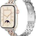 VISOOM Gold Iwatch Bands Compatible With Apple Watch Bands 38/40/41/42/44/45/46mm Women - Thin Metal Dressy Luxury Cute Designer Apple Watch Series 11 10 Se 9 8 7 6 5 4 3 2 1 Bracelet Bands for Women