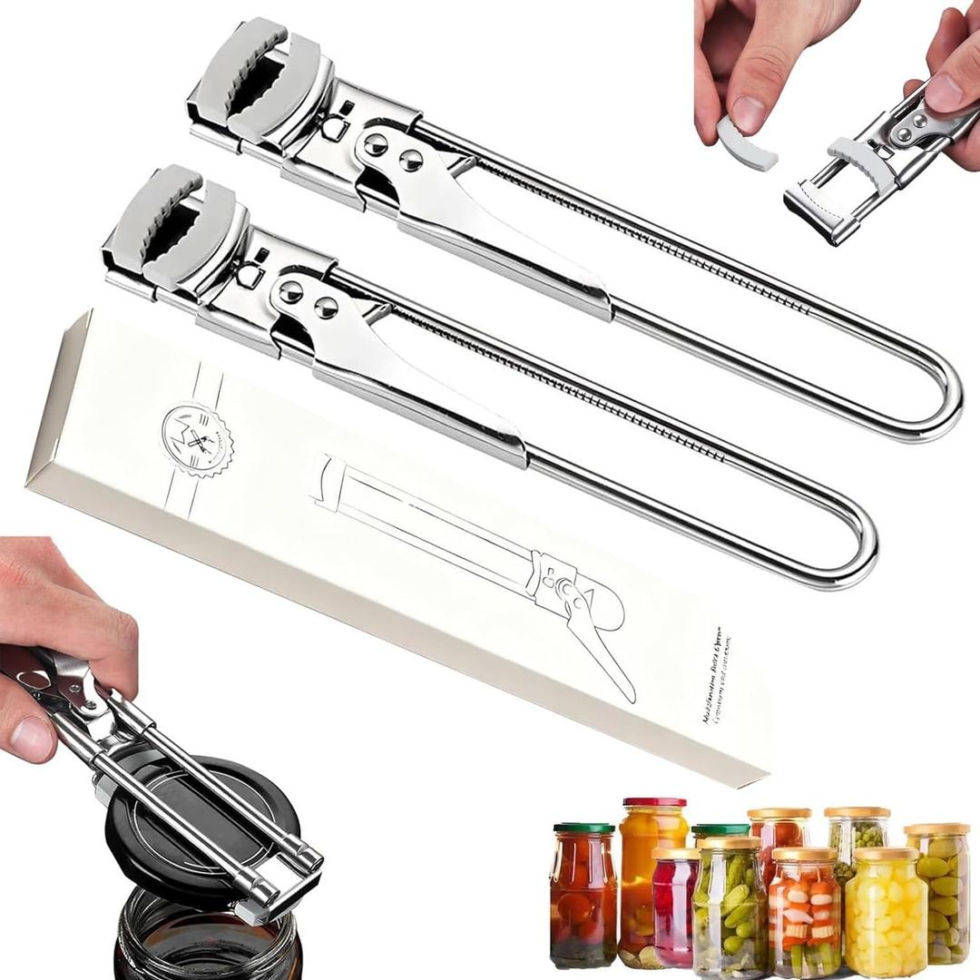 3 x Adjustable Stainless Steel Jar Opener - Effortless Grip for Seniors & Weak Hands, Rust-Resistant Kitchen Gadget for Tight Lids (2)