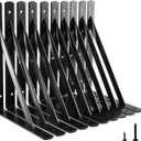 HOME MASTER HARDWARE Heavy Duty Shelf Brackets 12 inch x 8 inch Metal Shelves Supports 90 Degree Triangle Wall Mount Angle L Bracket for Floating Shelving with Screws Black 10-Pack