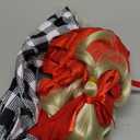 7Pack Christmas Red Costume Kids Girls Christmas Dress with Wig Long Blonde Braid with Red Beads Necklace Bow (2XL/11-12Y)