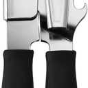 Portable Can Opener, Features an Ergonimic Handle for Optimal Comfort, and Built-in Bottle Opener for a 2-in-1 Tool, Durable Cutting Wheel, Black
