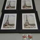 Hongkee 5x7 Picture Frame Set of 4, Made of Real Glass and Rustic Black Wooden Frame, 5 by 7 Photo for Wall or Tabletop - Display Picture 4x6 with Mat or 5x7 Without Mat