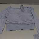 Harssidanzar Women's 2 in 1 Yoga Long Sleeve Mesh Gym Athletic Tops Workout Shirts with Medium Support Sports Bra CL301US (Blue), Medium