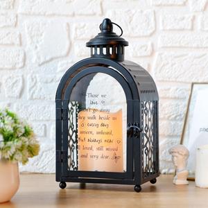 TRIROCKS Memorial Lantern 11'' High Walk Beside Us Remembrance Lantern With Automatic Timer LED Candle And Love Pattern Bereavement Sympathy Gifts For Funeral Memorial Service Loss of Loved One(Black)