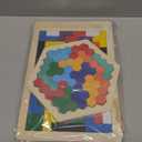 2 Pack Wooden Russian Blocks Puzzle + Hexagon Puzzles for Kids & Adults, Wooden Block Puzzle Intelligence Brain Teasers Toy Logic Game STEM Educational Gift for Children