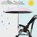 Universal Baby Parasol, Baby Stroller Sun Shade Sun Protection Sun Shade for Strollers, Waterproof Umbrella for Trolley Bike, Bicycle Umbrella with Holder Clip Clamp（Pink）