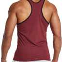MIZOK Mens Gym Workout Sleeveless Tank Top Color Block Muscle Racerback Athletic Tops Ribbed Knit Shirt (XX-Large, Red)