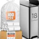 18 Gallon 100 Counts Trash Bag Tall Kitchen Trash Bags, Fit 15,16,18,20Gal,Garbage Bags by Teivio, Unscented, Bin Liners, Plastic Bags for home, for Bathroom, Office, Industrial, Clear