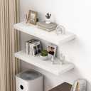 Dreamland 36" Floating Shelves for Wall, 12" Deep Thicker White Floating Shelves, Wall-Mounted Shelves for Bedroom, Living Room, Kitchen, Bathroom - Set of 2