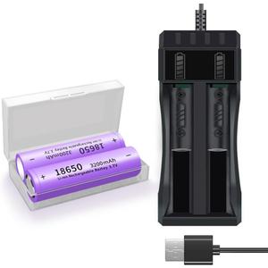 18650 Rechargeable Battery Charger 18650 3200mah 3.7v Rechargeable Battery (2 Pack) 18650 Li-ion Battery Charger, 18650 Battery for Headlights, Flashlights, Doorbells, Toys etc