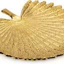 Gold Leaf Decorative Serving Tray for Table Centerpiece  12" Ceramic Leaf-Shaped Trinket Dish, Candle Tray, Vanity Organizer, Coffee Table Decor, Modern Glam Home Decor, Gifts for Women