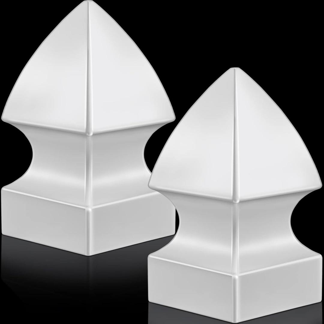Lothee 2 Pcs Vinyl Post Cap Gothic Post Caps Decking Caps PVC Fence Parts for Decks Fence Mailbox (3.5'' X 3.5'')