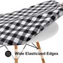 Smiry Round Picnic Tablecloth, Elastic Waterproof Fitted Vinyl Tablecloths for 31"-35" Tables, Flannel Backed Buffalo Plaid Table Cover for Dining, Camping, Outdoor, Black and White