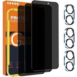 QHOHQ for iPhone 16 Privacy Screen Protector + Camera Lens Protector, [Military Grade Shatterproof], Top 9H+ Anti Spy Glass, Full Edge Coverage, Ultra Durable, with Easy Installation Tool [15+15 Pack]
