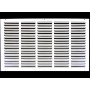HVAC Premium 25'' x 16'' [Duct Opening] Flat Stamped Steel Return Air Grille - Sidewall and Ceiling - HVAC Vent Duct Cover - White [Outer Dimensions: 26.75''w X 17.75''h]