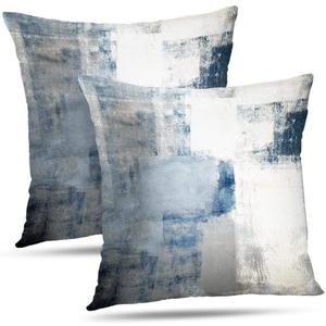 Blue and Grey Throw Pillow Covers 20x20 inch Teal, 2 Pack Square Decorative Pillow Cases Cushion for Farmhouse Home Decor