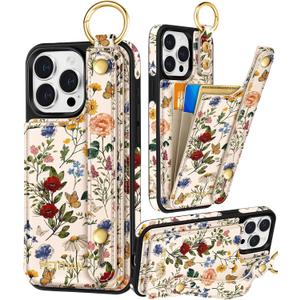 Shorogyt Compatible with iPhone 13 Wallet Case with Card Holder - Designer Mushroom Flower Pattern Kickstand Magnetic Clasp Back Flip Folio Leather Phone Covers for Women Men Girls