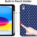 Case for iPad 11th (A16) 11-inch 2025 / 10th Gen 10.9-inch 2022,Cute Polka Dot Stylish Aesthetics Design Protective Cover with Pencil Holder, Anti-Slip, Anti-Shock- Big White Dots DarkBlue