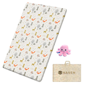 HAVEN Pack and Play Mattress| Waterproof and Portable Mattress for Baby| Dual-Sided Foam with Animal Printed Cover| Playpen Crib Mattress (38"x26"x1")| Breathable Mattress for Toddler and Lil baby|