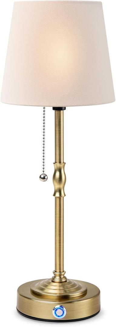 Nurforta Rechargeable Cordless Table Lamp: Battery Powered Lamp,3 Level Brightness - Bedside Night Lamp, Ambient Light for Restaurant, Home, Bedroom, Dining Room, Camping, Cafe(Brass)