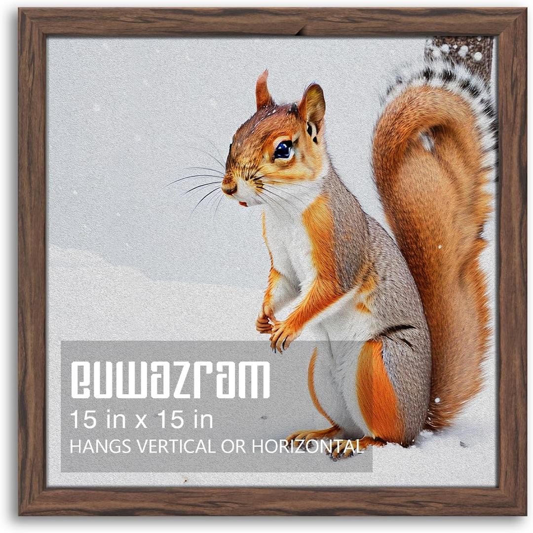 Rustic Walnut 15x15 Frame - Single Frame, 15 x 15 Poster Frame for Artwork, Puzzles, Photos and Movie Posters Picture Frames