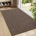 LEKEEPGO Door Mat 24"x36", Non Slip Door Mat Indoor Entrance, Rubber Backing Front Indoor Door mats Washable Absorbent Low-Profile Entryway Entry Resist Dirt Inside Door Mats, Brown