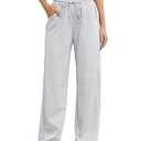 M MOTEEPI Grey Women Sweatpants Wide Leg Baggy Lounge Sweat Pants with Elastic Waist Casual Trousers 30" Petite Straight Leg Bottom S