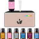 Waterless Diffuser, Essential Oil Diffuser with 6pcs Mixed Scent Fragrance Oils, Rechargeable Air Aromatherapy Diffuser with 3 Spray Modes for Home Office Hotel (Rose Gold)