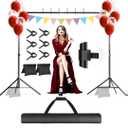 Backdrop Stand, Photo Video Studio 10 x 10FT Adjustable Backdrop Stand, Background Support System Kit with 2 Crossbars, 6 Clamps, 2 Sandbags and Carry Bag for Photography Parties Wedding
