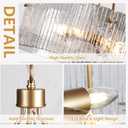 Gold Patterned Glass Chandeliers for Dining Room, D23'' Modern Drum Crystal Chandelier, 6-Light Farmhouse Pendant Hanging Ceiling Fixture for Kitchen Island Living Room Foyer Bedroom (E26)