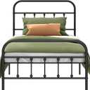 Metal Bed Frame - Structurally Stable Heavy Duty Steel Slat Supported Twin Bed Frames,No Box Spring Needed for Easy Removal and Transport. (Black)