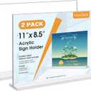 MaxGear 8.5 X 11 Acrylic Sign Holder Horizontal 2Pack, Double Sided Display Stand, Clear Table Sign Flyer Menu Holders, Plastic Paper Stand Picture Frame for Office, Store, Restaurant